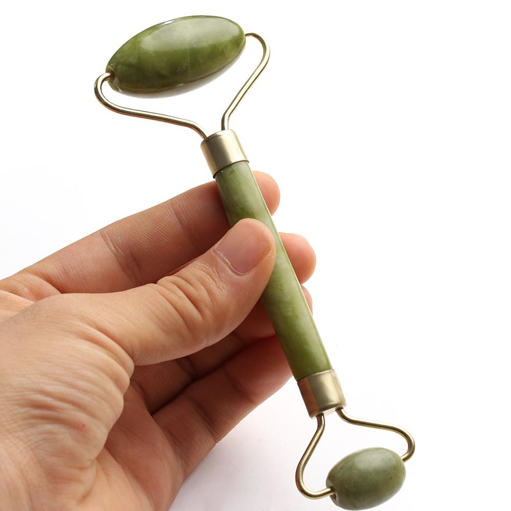 Double Head Green Jade Roller Massager Eye Face Neck Facial