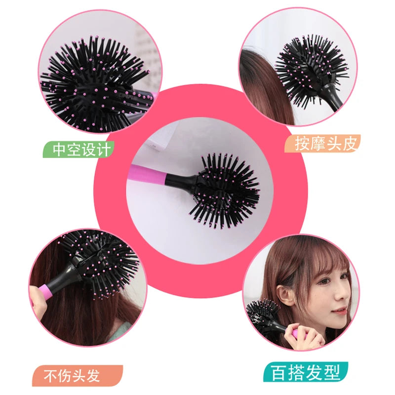3D Round Hair Brushes Comb Salon make up 360 degree Hair Comb