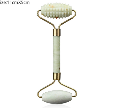 Double Head Green Jade Roller Massager Eye Face Neck Facial