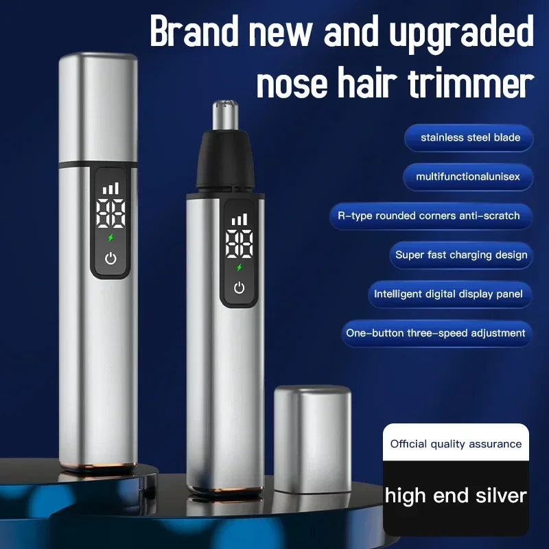 Portable LED Display Nose Hair Remover Electric Nose Hair Trimmer