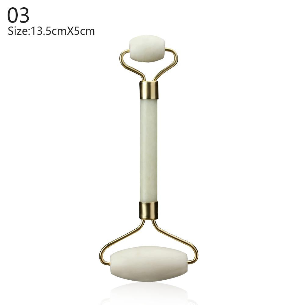 Double Head Green Jade Roller Massager Eye Face Neck Facial