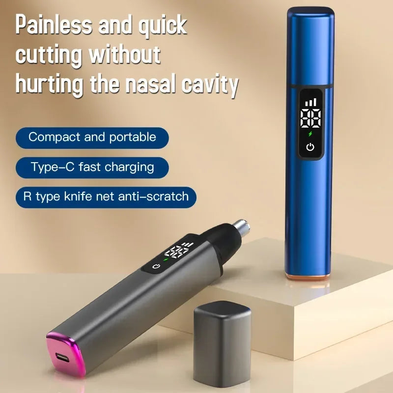 Portable LED Display Nose Hair Remover Electric Nose Hair Trimmer